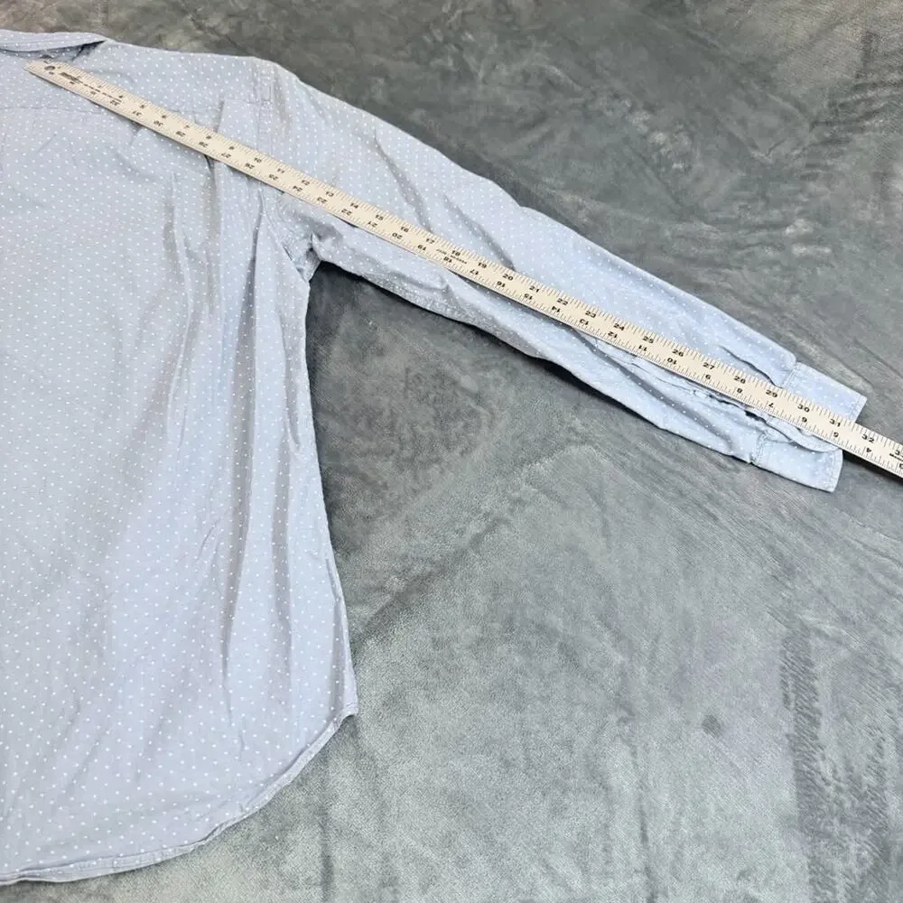 J Crew Shirt Men's Sz M Button Blue Polka Dot Slim Fit Preppy